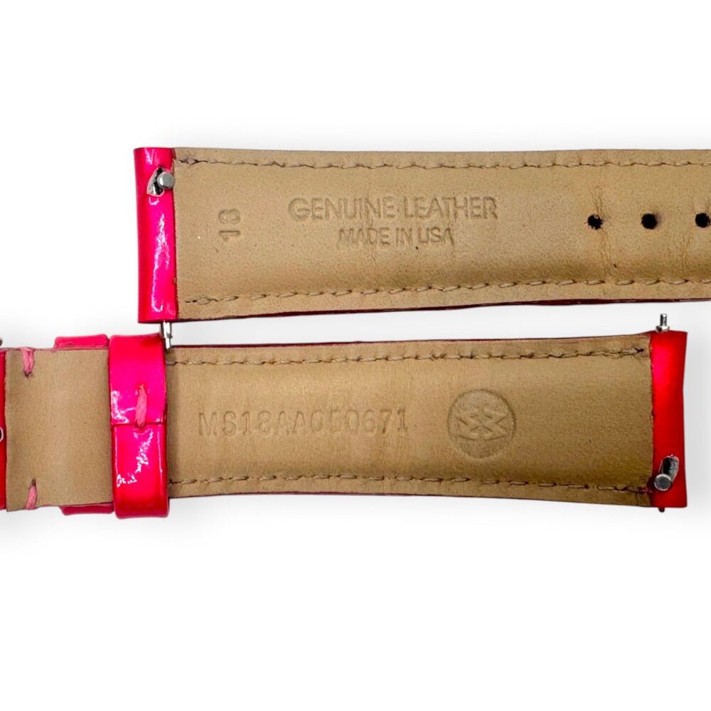 MICHELE 18mm Fandango Hot Pink Genuine Patent Leather Watch Band Strap EUC - Picture 5 of 5